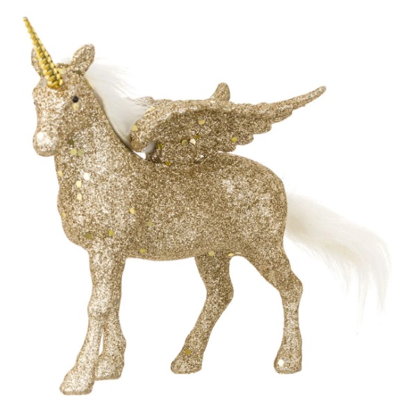 Karácsonyi dekoráció Unicorn Champagne Glitter 17 cm