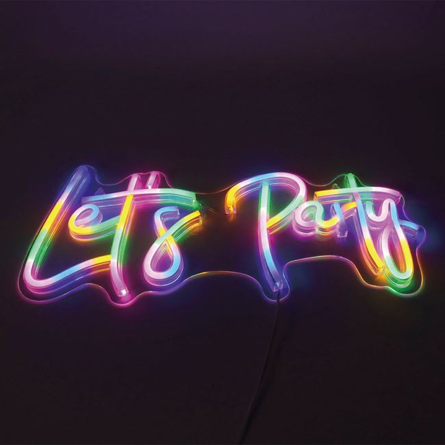 Színes LED neon lámpa "Let's Party" 40x17.5cm