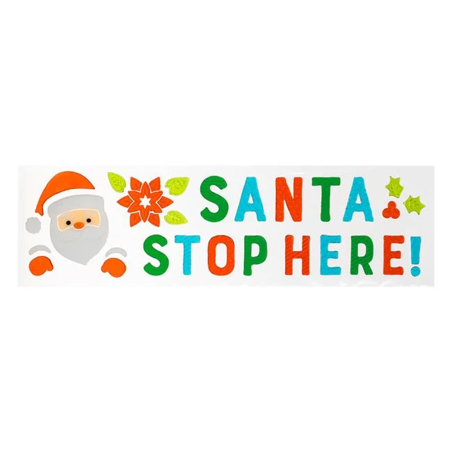 "Santa Stop Here" gél karácsonyi ablakmatrica