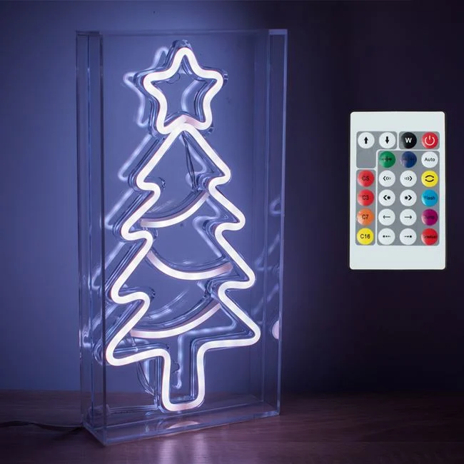 Neon LED karácsonyfa és távirányító 15x30cm - többszínű